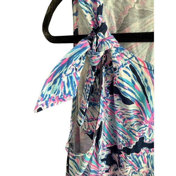 Lilly Pulitzer Womens Deep Sea Navy Blue Luella Shells Bells Pima Dress Large - Picture 11 of 12